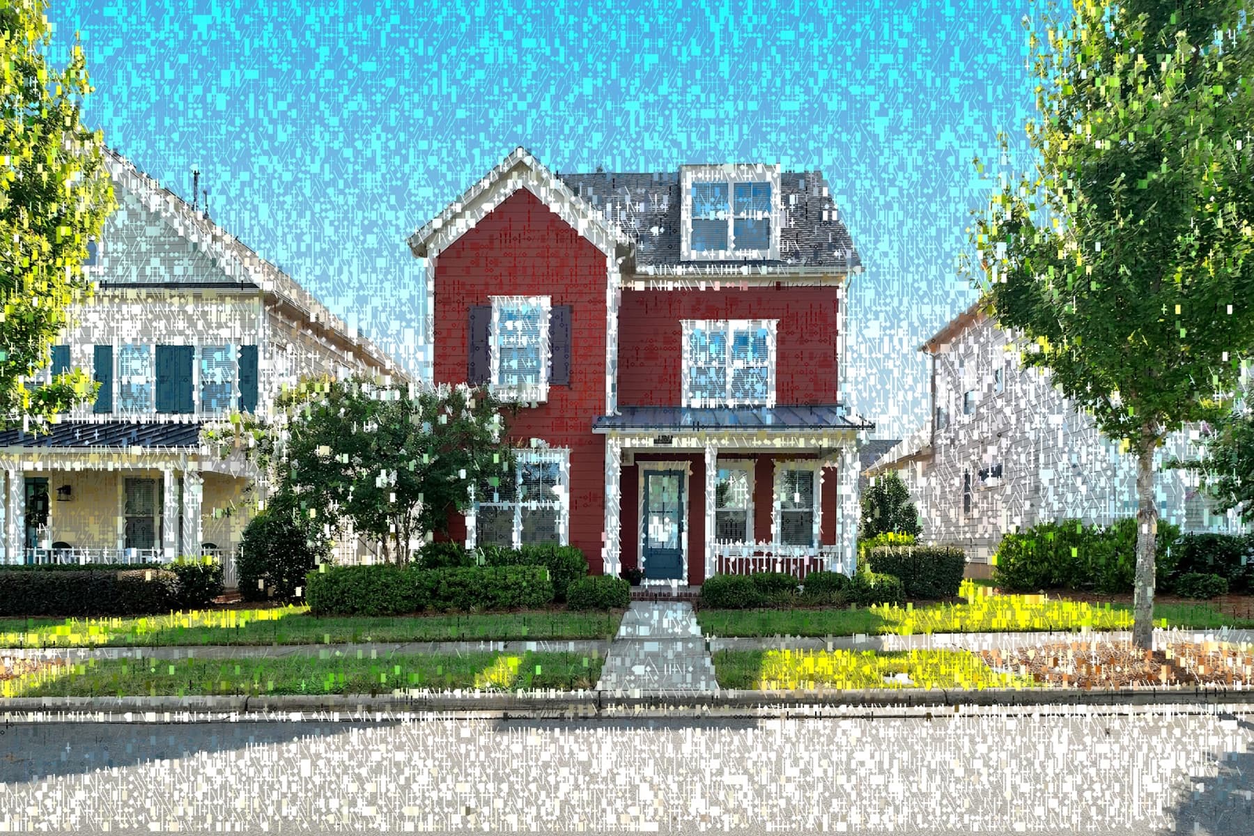 ASCII-style image of a red residential home representing real estate research and client work